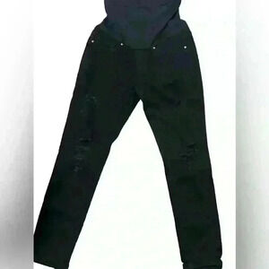 Sandpiper Maternity Ankle Skinny Jeans Womens Size Medium Black Distressed